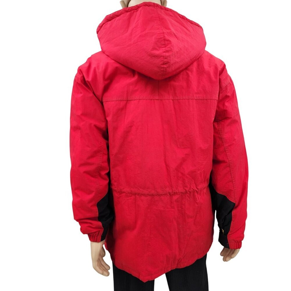 Marlboro Country Store Red Hooded Down Jacket M Nylon Duck Down - Picture 3 of 11